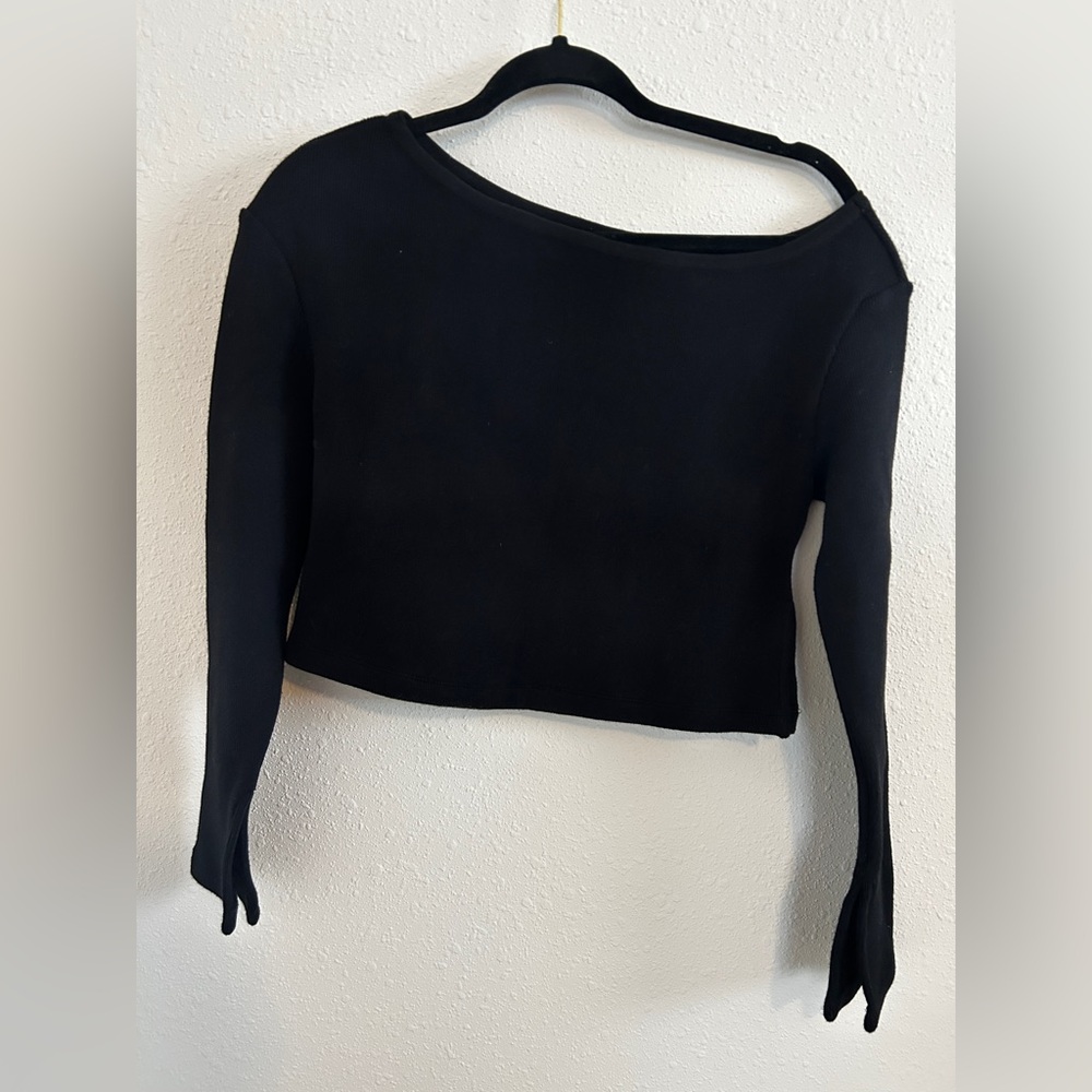 Jonathan Simkhai Black Knit Sweater Asymmetrical Neckline Size Small NEW
